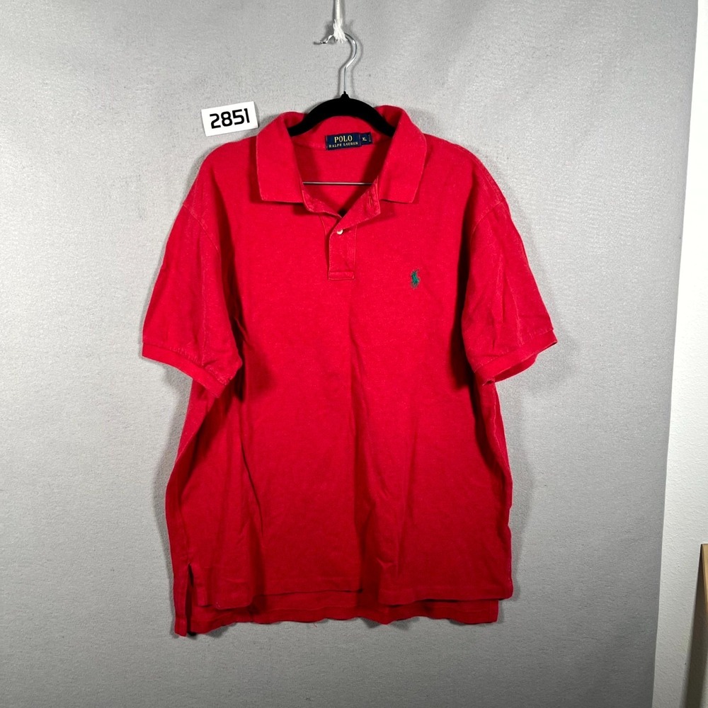 Polo Ralph Lauren Performance Polo Shirt‎ Mens XL Red Pony Logo Side Slit Tennis